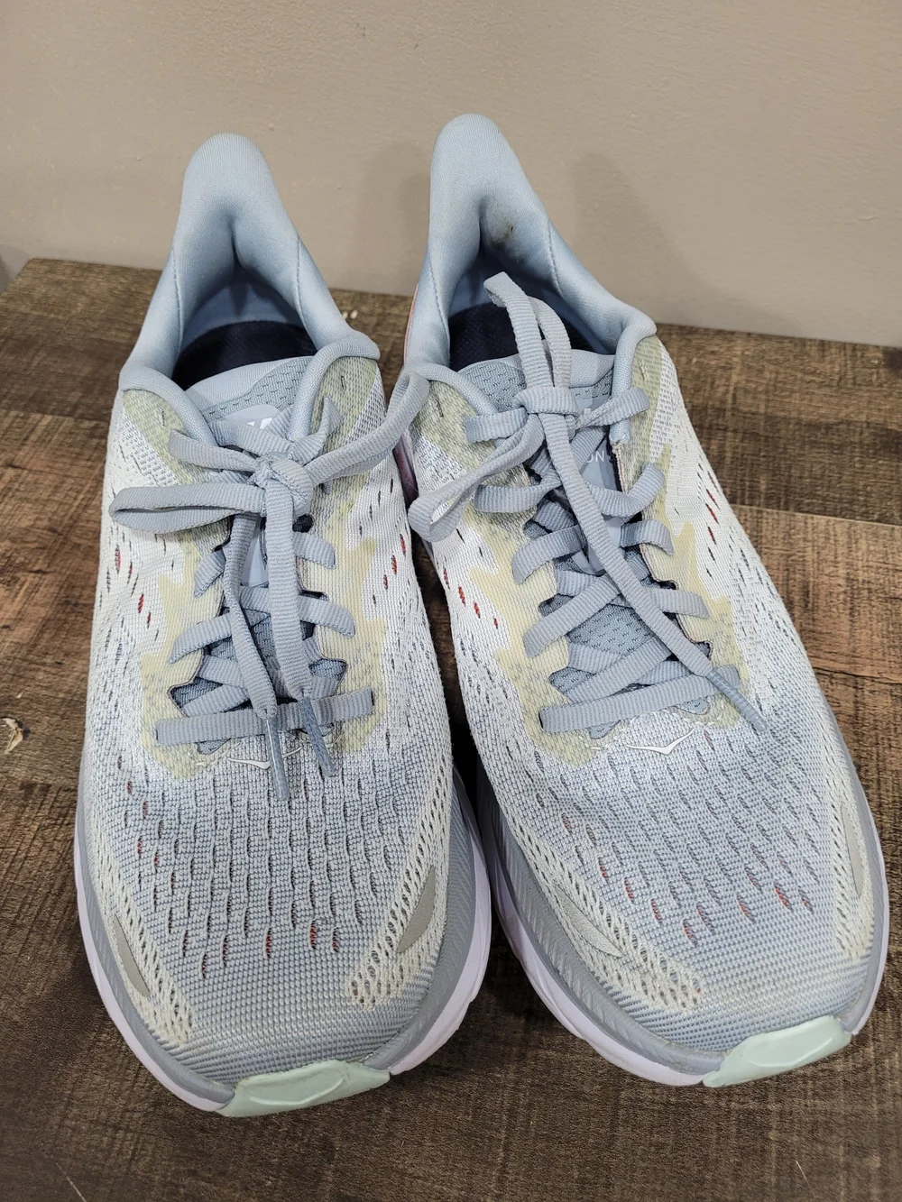 Hoka Women's Light Blue Running Shoes with Coral Accent